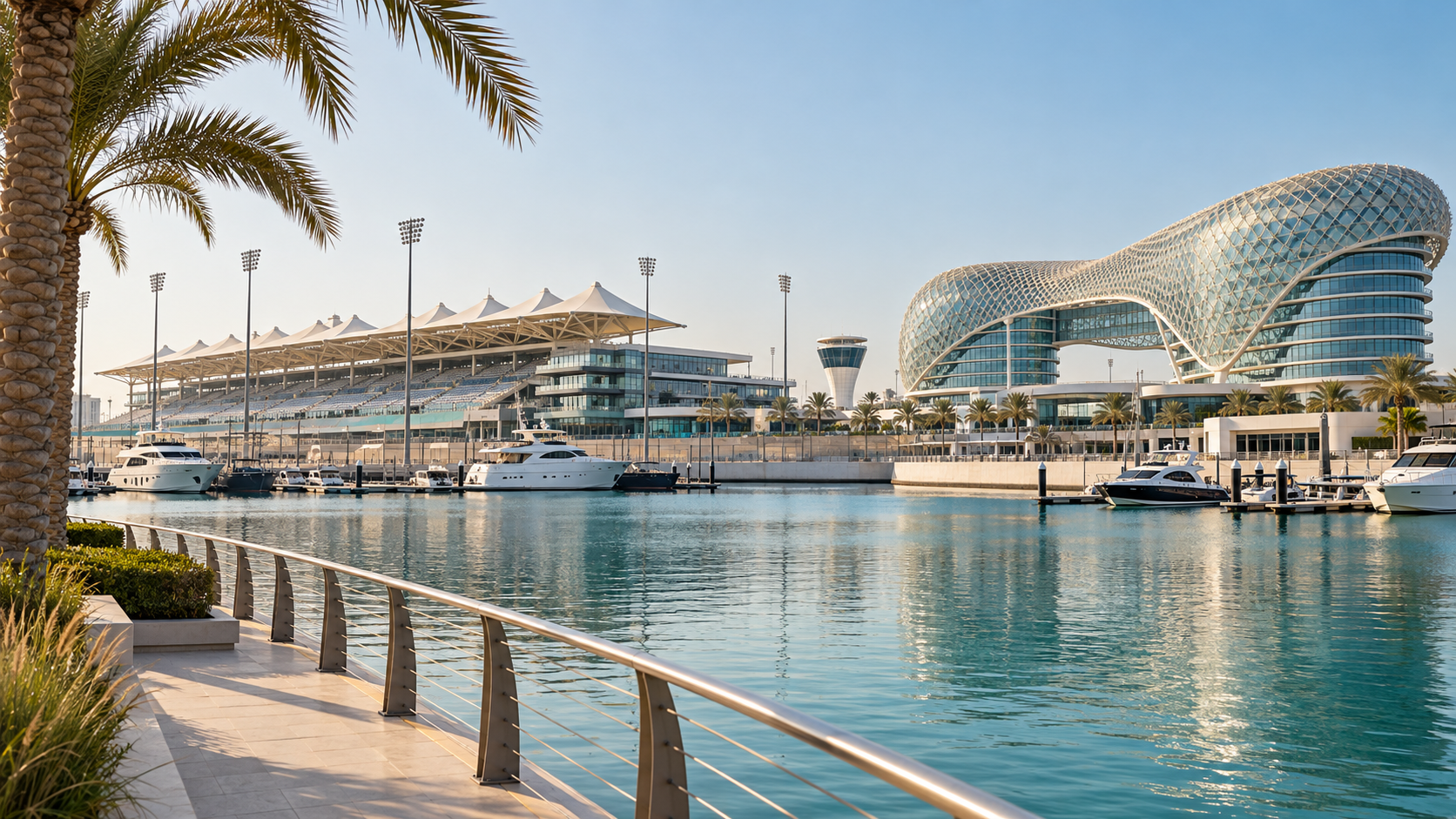Yas Marina Circuit sits beside the marina and modern island hotels