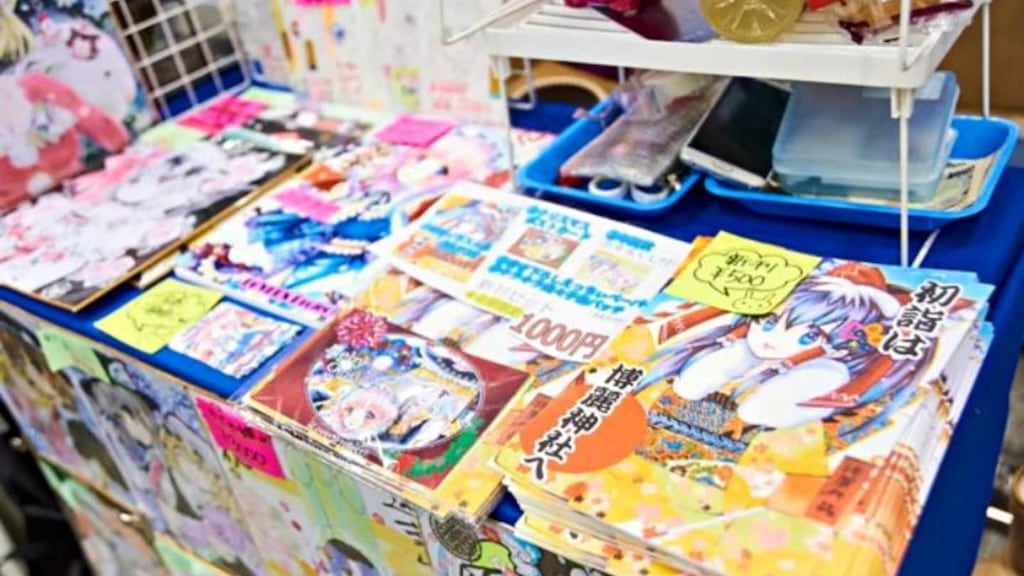 Cosplayers posing at Comiket outside Tokyo Big Sight