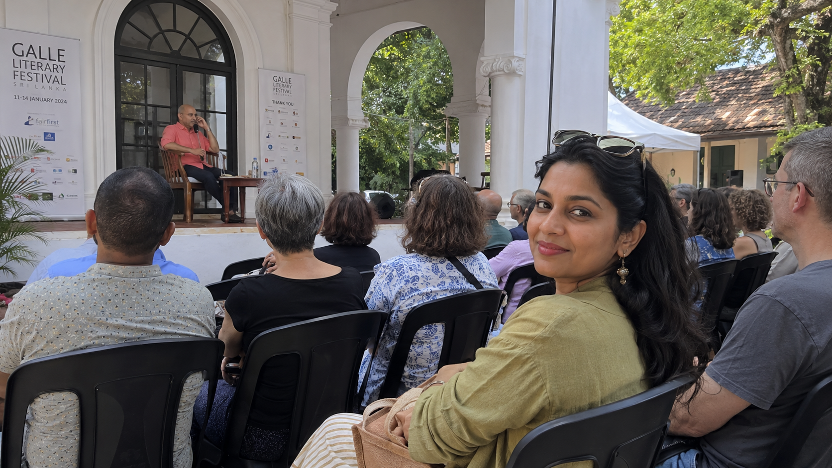 Audience listening to a speaker at the Galle Literary Festival in Galle Fort