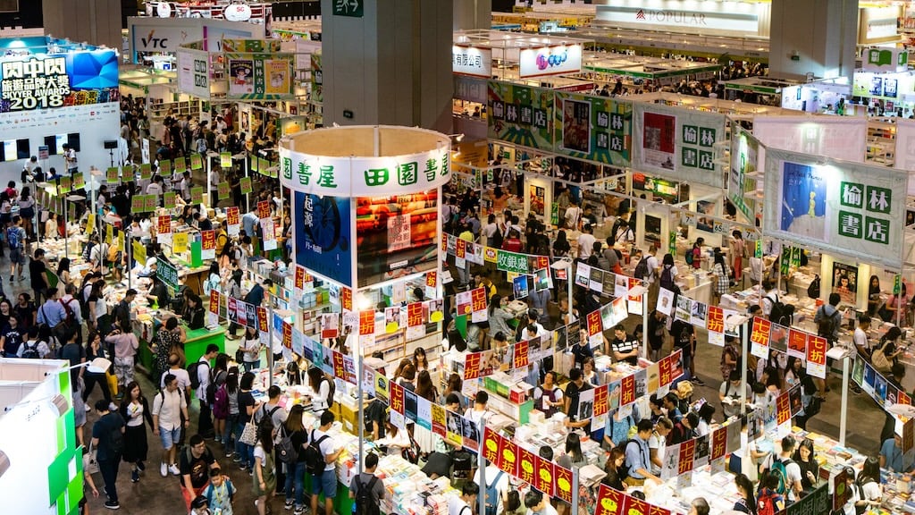 Author speaking during a seminar at Hong Kong Book Fair