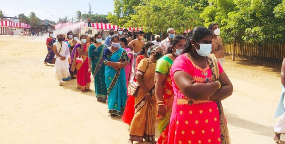 Devotees pulling the chariot during Nallur Festival in Jaffna