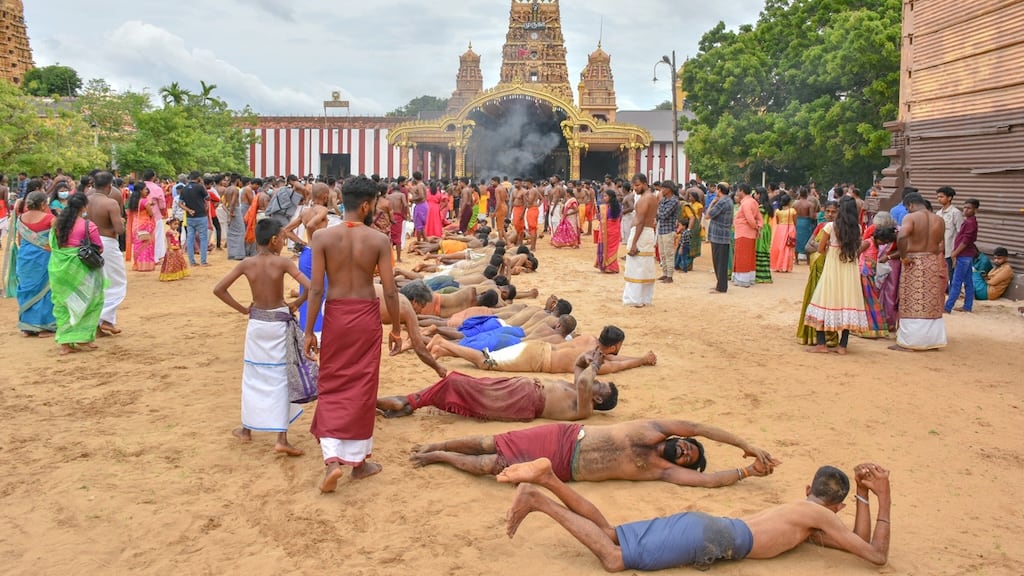 Traditional dancers performing at Nallur Festival