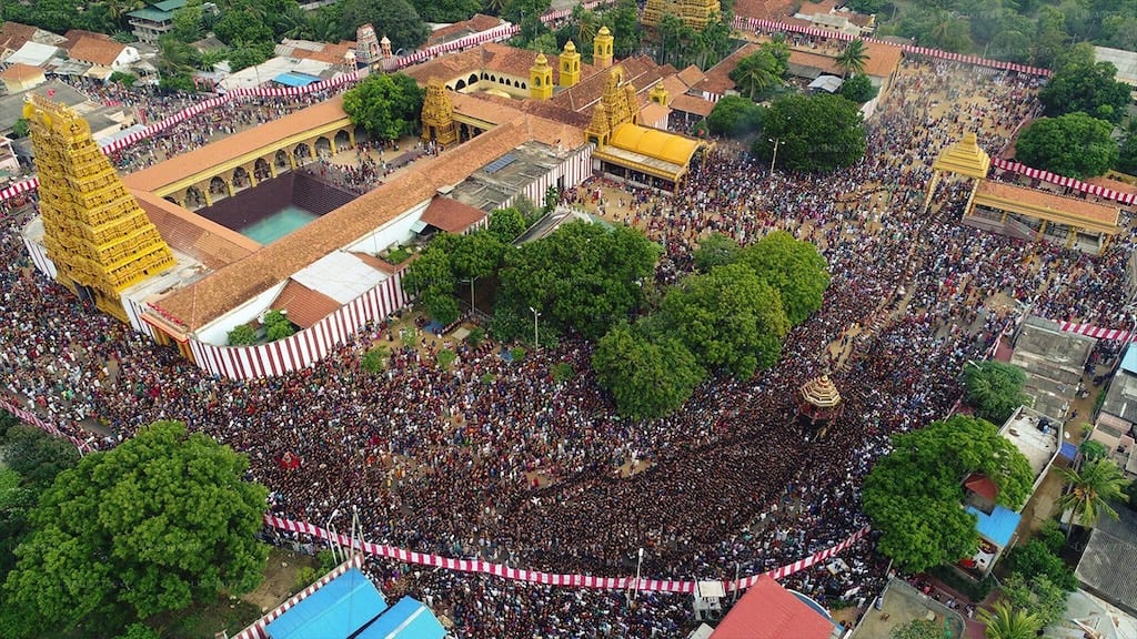 Decorated temple chariot at Nallur Festival