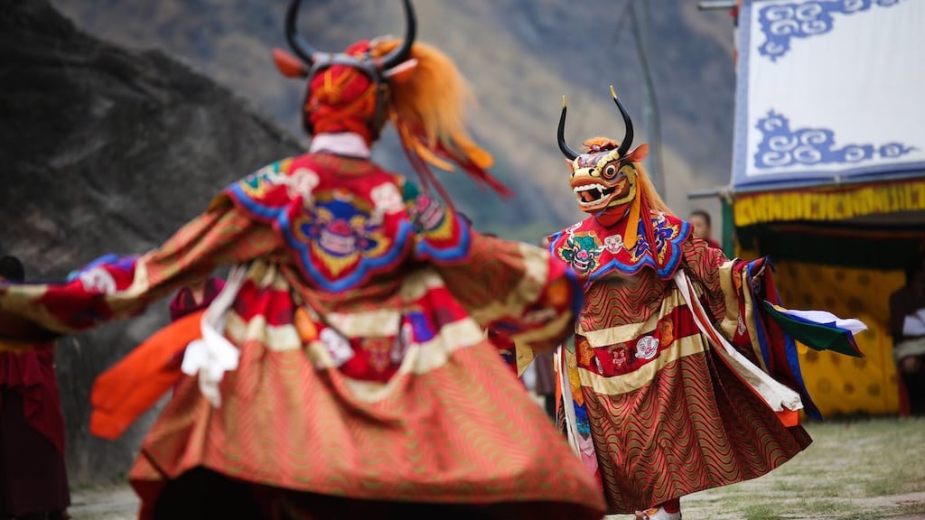 Monks performing Cham dance at Thimphu Tshechu